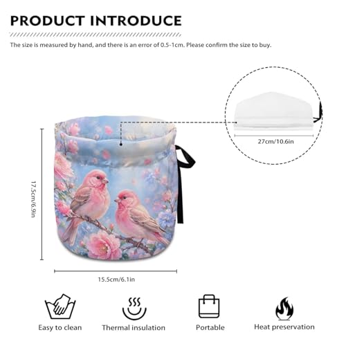 Image of Bird Flower Print Tea Cozies for Teapot Portable Tea Cozy for Teapot Dust Proof Insulated Teapot Cover Keep Warm Home Kitchen Table Decorative Accessories