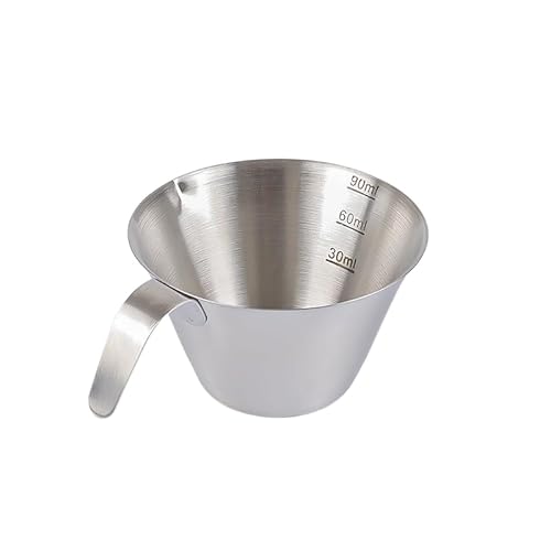 Helilyco 304 - Misurino per espresso in acciaio inox con bilancia integrata, 60 ml, manico ergonomico, argento