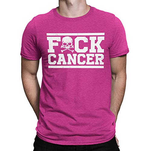 SpiritForged Apparel Fuck Cancer Skull & Crossbones Men's T-Shirt, Pink 3XL