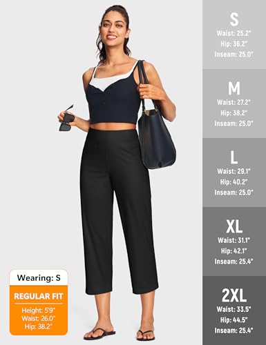 Image of ISEEGZ 15 inch / 18 inch / 21 inch / 25 inch Capri Pants for Women High Waist with Pockets Women's Capris Workout Yoga Pants Loose Straight Leg