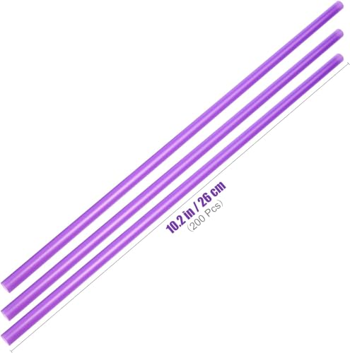Image of Healeved 200PCS Purple Straws, 10.2 Inch Extra Long Disposable Plastic Drinking Straws for Birthday Wedding Hawaiian Swimming Pool Party Cocktails, Juice, Water, Iced Tea, Beverages