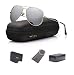 LUENX Mens Womens Aviator Sunglasses Polarized Silver Mirrored Lens Metal Frame with case UV 400 Protection Driving 60mm