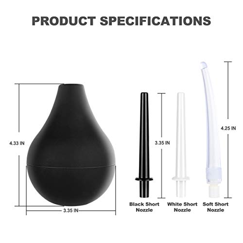 Image of RANEU Enema Bulb Anal Douche Enema Kit for Women & Men with 3 Nozzles (4 Piece Set)