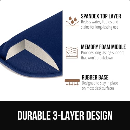Image of GORILLA GRIP Silky Memory Foam Keyboard Wrist Rest for Computer and Mouse, Ergonomic Typing Support Pad, Desk Office Supplies, Gaming Accessories, Hand & Arm Mousepad Cushion and Coaster Set Navy Blue