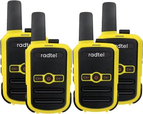 Radtel RT12 PMR 446 Walkie Talkie Rechargeable 16 Channels License Free Radio CTCSS DCS Walky Walky Walky Radio with USB Charging for Construction Restaurant Supermarket(4 pack) (yellow)