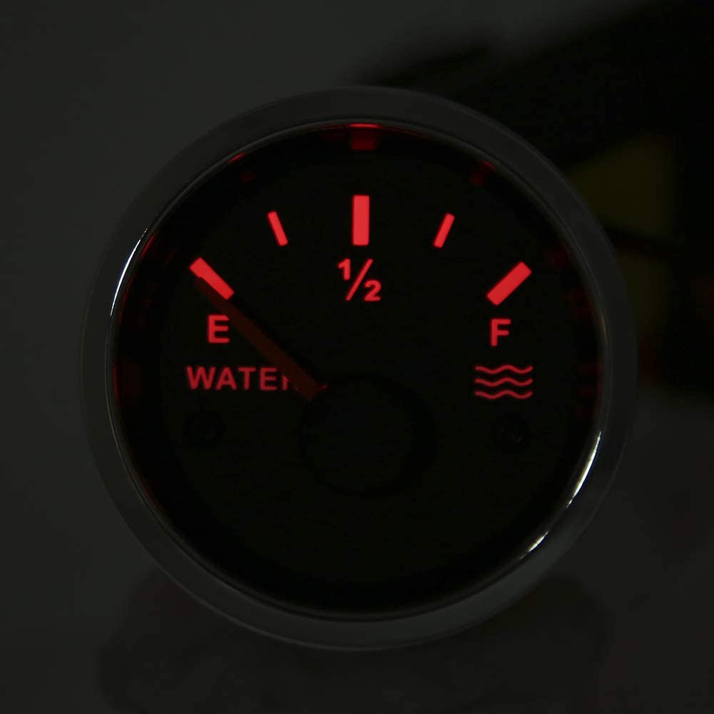 Jauge de Niveau d'Eau Numérique 52mm, 12V/24V, Acier Inoxydable 316L, IP67 Étanche, Rétroéclairage LED Rouge, pour Voiture Bateau Machine de Construction