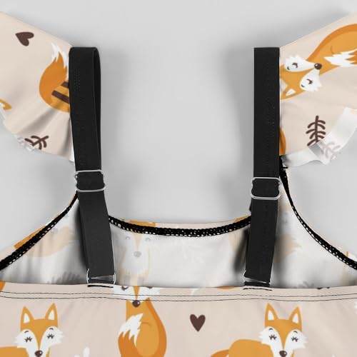 Image of Girls One Piece Swimsuit Cute Alpacas Hearts Stars Ruffles Swimwear Bathing Suits 3-12 Years