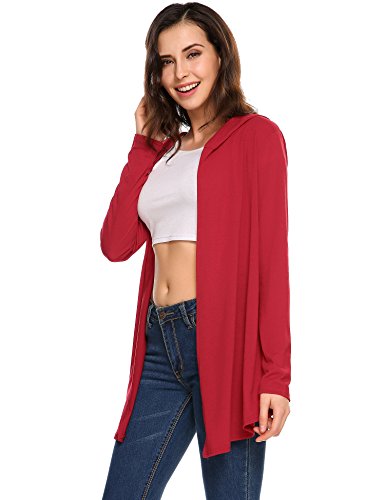 Meaneor Women's Asymmetrical Long Sleeve Open Draped Lightweight Cardigan