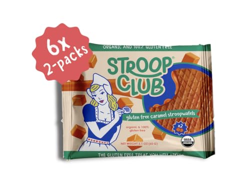 Stroop Club Gluten Free Caramel Stroopwafels - Original Dutch- Delight Caramel Waffle Cookies | Organic &amp; 100% Gluten Free Stroopwafels -12 Waffles (6 Pack of 2)