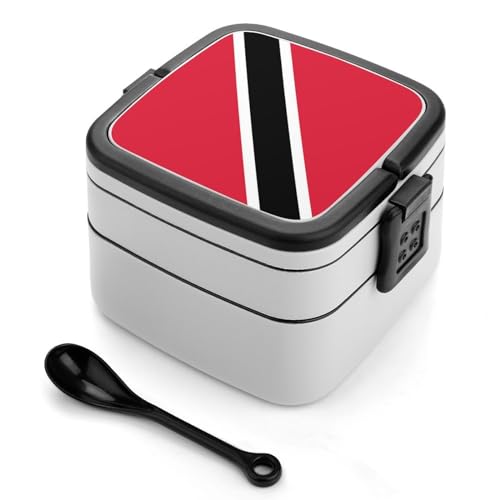 Trinidad and Tobago Flag Adult Bento Box Leakproof Lunch Box with Compartments Stackable Lunch Containers with Spoon