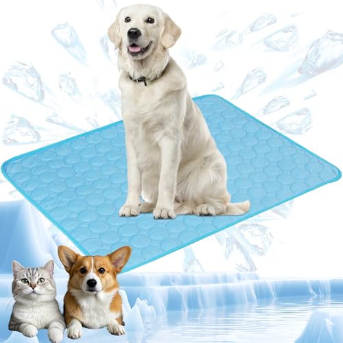 YXHZVON Haustier Kühlmatte, Waschbares Hundematte, Sommer Kühlkissen für Hunde, Selbst Kühlende Hundematte für Zuhause Unterwegs oder im Auto, 100 x 70 cm, XL, Blau