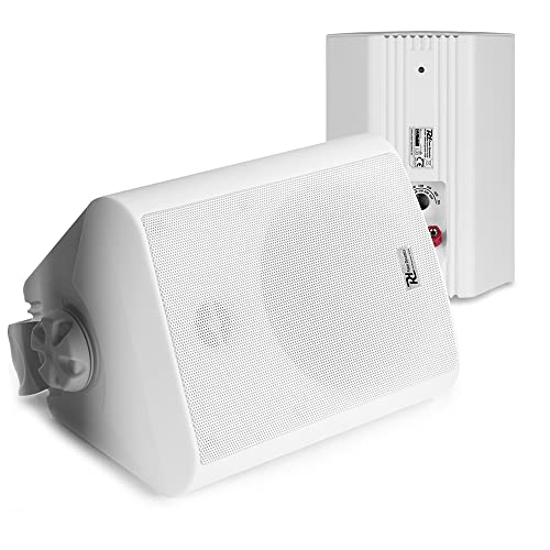 PD BC50V White 5.25-Inch Passive Speaker Set - IP56 Waterproof Outdoor Speakers, 100V/8 Ohm, Wall-Mountable with Swivel Brackets, Perfect for Gardens, Patios, and Commercial Audio Systems
