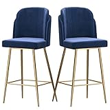  Tabouret de bar familial tabouret haut tabourets de bar élégants ensemble de 2, chaises de bar modernes en velours avec dossier et repose-pieds pour cuisine, café, dîner, pub, hauteur d\'assise 65