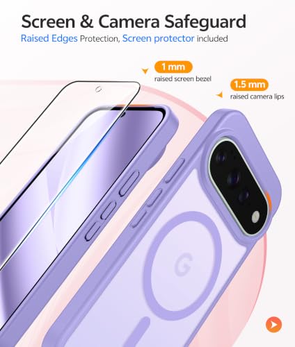 Image of FNTCASE for Google Pixel 11 Pro XL Case, Fit for Magsafe, Screen Protector | Translucent Matte Magnetic Back, 14FT Military Grade Drop Protection, Shockproof Protective Phone Cover, Light Purple