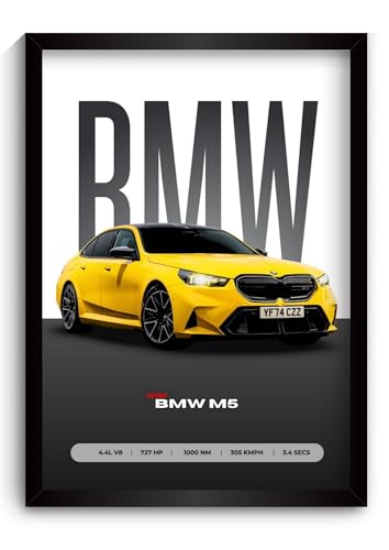 Image of Funk You Store BMV M5 Poster | Framed BMV G90 M5 A4 Sized (31 x 23 cm) | Car Poster for Wall, Gift for Boys, Sportcar Frames | Car Posters for Wall, Bedroom, Hostel, Study Area, Hostel (F 079)