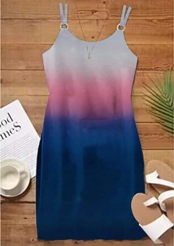 Image of Live Simple Coconut Tree Color Block Pocket Mini Dress Women Summer Beach Sleeveless Strap Tshirt