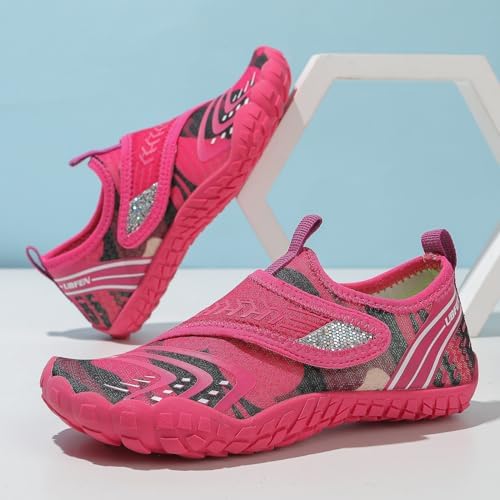 UBFEN - Zapatos De Agua Para Niños Y Niñas, Zapatos De Agua Descalzos, Playa, Piscina, Deportes, Secado Rápido, Para Niños Pequeños, Pequeños, Ligeros, Zapatos De Natación, Rosado, 19 MX Niño Pequeño