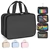 Kids Travel Organizer - Multi-Compartment, Water-Resistant Hanging Bag for Toys, Snacks, & Activities - Compact, Lightweight Design with Hook & Carry Handle - Perfect for Travel Use (Black, Small)