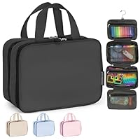 Kids Travel Organizer - Multi-Compartment, Water-Resistant Hanging Bag for Toys, Snacks, & Activities - Compact, Lightweight Design with Hook & Carry Handle - Perfect for Travel Use (Black, Small)