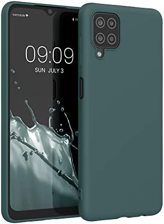 kwmobile TPU Case Compatible with Samsung Galaxy A12 - Case Soft Slim Smooth Flexible Protective Phone Cover - Metallic Turquoise