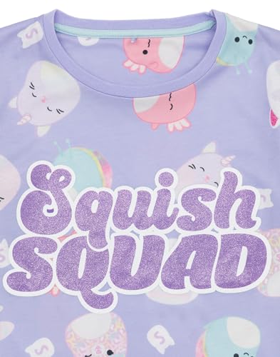 Squishmallows Girls Pajamas | Kids Plushie Purple Short Sleeve Top Long Bottoms | Characters Stuffed Plush Animal Merchandise3
