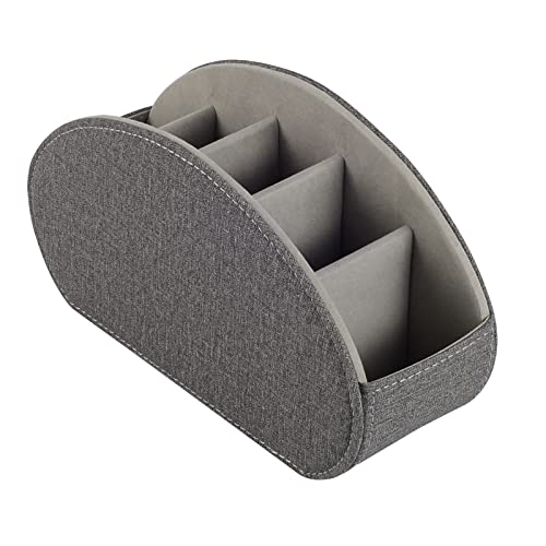 RHCSZ Remote Control Holder,TV Remote Caddy/Box with 5 Compartments,Bedside Table Organizer for Controller,Glasses,makeup brushes,jewelry and Media Player,Pen/Pencil Storage (Grey)