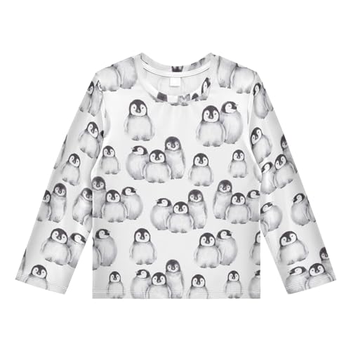 Aflyko Animal Cute Boys Girls Rash Guard Shirts Cute Watercolor Penguin Kids' Rashguard UPF 50+ UV Sun Protection Swim Shirt Summer Autumn Quick Dry Long Sleeve Shirts 7-8T