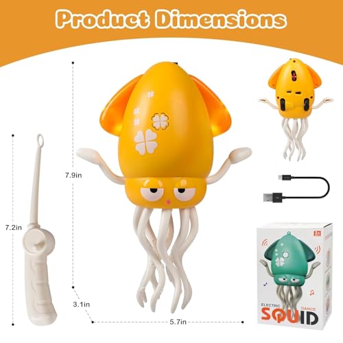 Image of WireScorts Electric Dancing Octopus Toy with Led Light and Music, Playful Automatic Evasion Crawling Dancing Octopus with Fishing Rod, Smart Tentacle Explorer Dancing Squid Toy Baby Toys - Multi Color