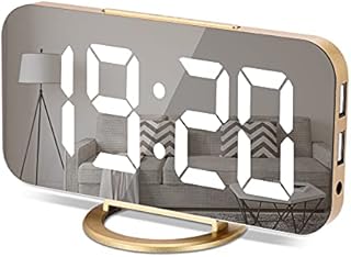 Amgico Digital Alarm Clock, 7 inch Alarm Clocks for Bedrooms, Large Display Mirror