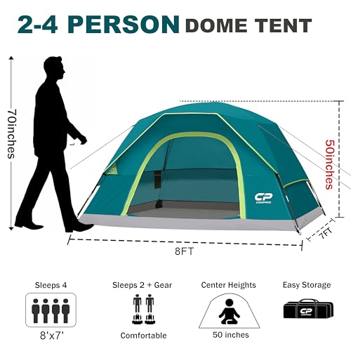 Image of CAMPROS CP Tents for Camping 2 /4 /6 Person, Waterproof Windproof Dome Tent