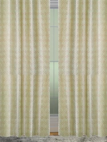Image of Cortina Knitting Foil Curtains | 160 GSM | Long Door - 9 Feet | Pack of 2 | Bedroom Living Room Kids Room | Plain Long Door Curtain | Green