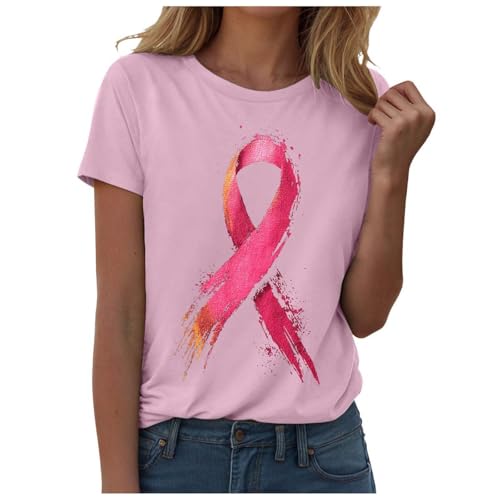 T-shirts graphiques Octobre Rose femmes vêtements été imprimés coupe classique