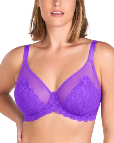 Image of HSIA Minimizer Bras for Women, Full Coverage Underwire Lace, Mermaid Scales