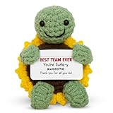 OASSIE Employee Appreciation Gifts for Coworkers - Best Team Ever Mini Positive Turtle Crochet with Message Card - Thank You Christmas Birthday Team Gifts for Employees, Emotional Support Crochet