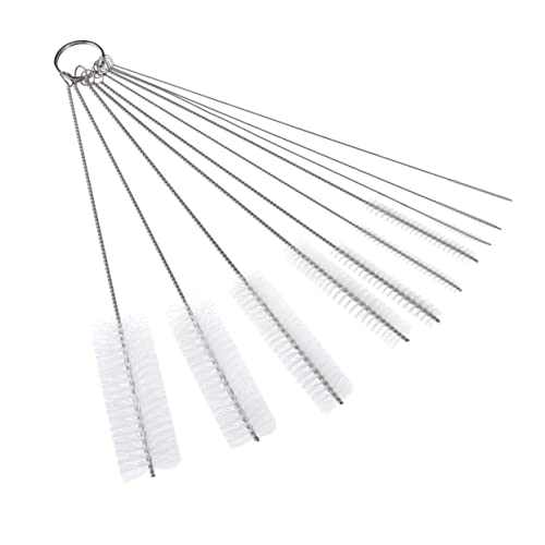 Gogogmee 10pcs Nylon Tube Brush Narrow Bottles Cleaner Drinking Straw Cleaning Brush Pipe Inner Cleaning Brush Bottle Cleaners Jewelry Cleaning Brush Bottle Straw Cleaning Brush White