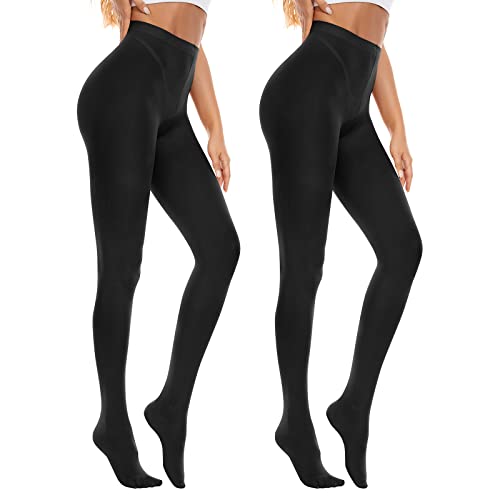 Image of American Trends Tights for Women, 80D Semi Opaque High Waisted Pantyhose, Footed Run Resistant Dance Tights Stockings