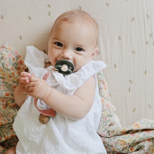 Image of FRIGG Little Viking SilkySoft Silicone Baby Pacifier 2-Pack | Made in Denmark | BPA-Free (Ocean View /Cocoa, 0-6 Months)