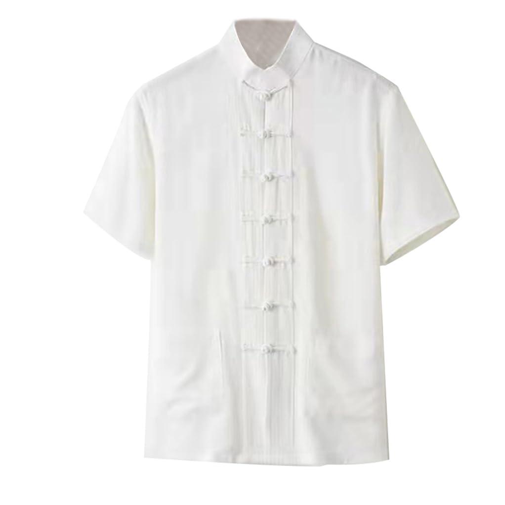 Hanfu et Tang Suit homme blanc en pur coton pour Kung Fu et Tai Chi taille L