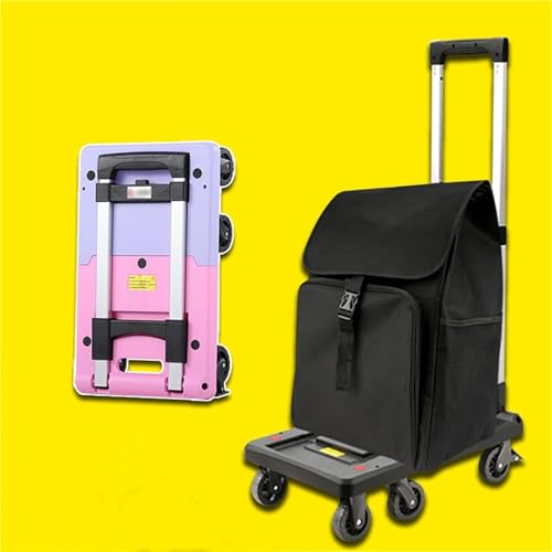 Carretilla Manual Plegable con Plataforma Plana y Ruedas giratorias de 360 Grados para Carga y Almacenamiento (Amarillo 92CM)