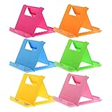 COOLOO Adjustable Cell Phone Stand for Desk, 6 Pack Smartphone Tablet Stand, Universal Foldable Multi-Angle Pocket Desktop Mobile Phone Holder (Multi-Colored)