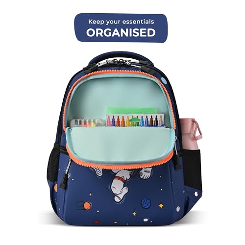 Image of Gear Floating Astronaut 4 Compartment Backpack 15 inch /20L Small Water Resistant School Bag /Casual 4 Compartment Backpack /Daypack /Kids Bag for Boys /Girls (Navy-Orange)