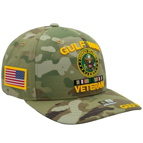 Image of Gulf War Veteran Hat for Men Camo US Army Hat, Official Licensed Combat Veterans Embroidered Baseball Cap