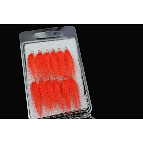 Tigofly 12 pcs Brown Orange-Red Polar Fry Slowly Sinking Salmon Trout Steelhead Minnow Fly Fishing Flies Lures Fly Set-Size #8 (Orange-Red)