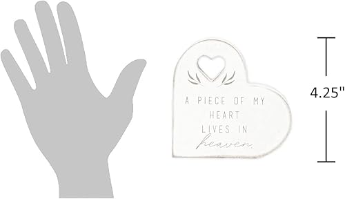 Miniatura 3 de Adams Manufacturing Letrero de madera con forma de corazón para recuerdo  Una pieza de mi corazón vive en el cielo  Letrero conmemorativo de madera