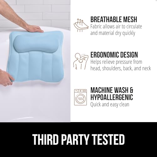image for GORILLA GRIP Mesh Bath Pillow for Tub, 6 Powerful Suction Cups, Oversi