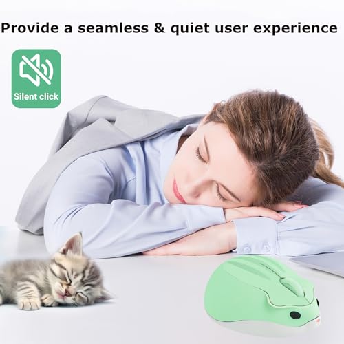 Wireless Mouse Cute Hamster Shape Silent Quiet Click Portable Mobile Fun Travel Optical 1200DPI USB Funny Cool Cordless Mice for PC Laptop Computer Notebook MacBook Kids Girl Women Men Adults Gift