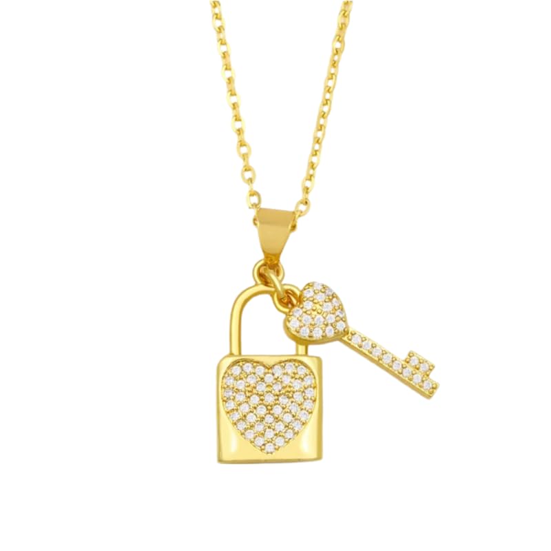Collier cadenas cœur argent 925 massif et sa clé ciselée au design intemporel