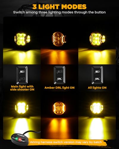 Image of Auxbeam V-Ultra Series 3-Inch Amber Fog Light Pods Offroad Lights 2-Pack | 108W 12800LM, DRL Function, 3 Lighting Modes, 270 Side Shooter, Hyper Spot Beam, Protective Covers, Auxiliary LED Bar
