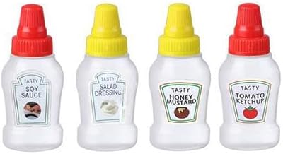 4PCS Mini Ketchup Bottle for Lunch Box, Mini Condiment Squeeze Bottle, Portable and Exquisite Sauce Bottle for Hot Sauce, Barbecue Sauce, Olive Oil, Ketchup, Mayonnaise