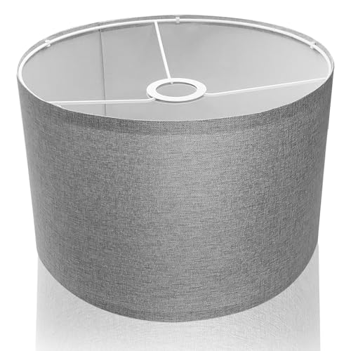Eylkeup Stoff Lampenschirm, Lampenschirm Hängelampe für Tischlampe Wandlampe Nachttischlampe und Stehlampe, Naturleinen Hardcover Handgefertigt, 30X20X20cm (Grau)